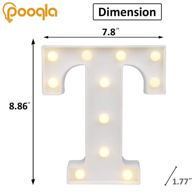 Pooqla LED Marquee Letter Lights Sign, Light Up Alphabet Letter for Home Party Wedding Decoration T - Image 3